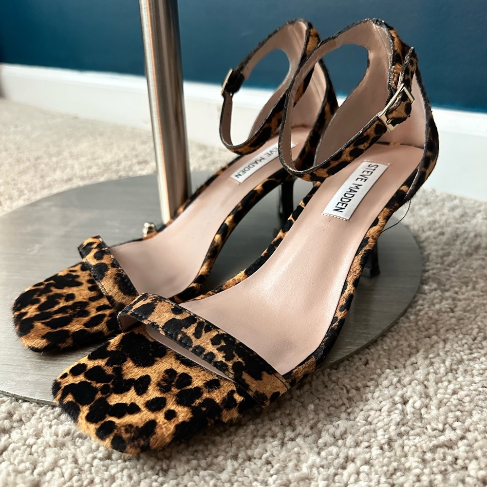 Steve Madden Leopard Strap Sandals (low heel)